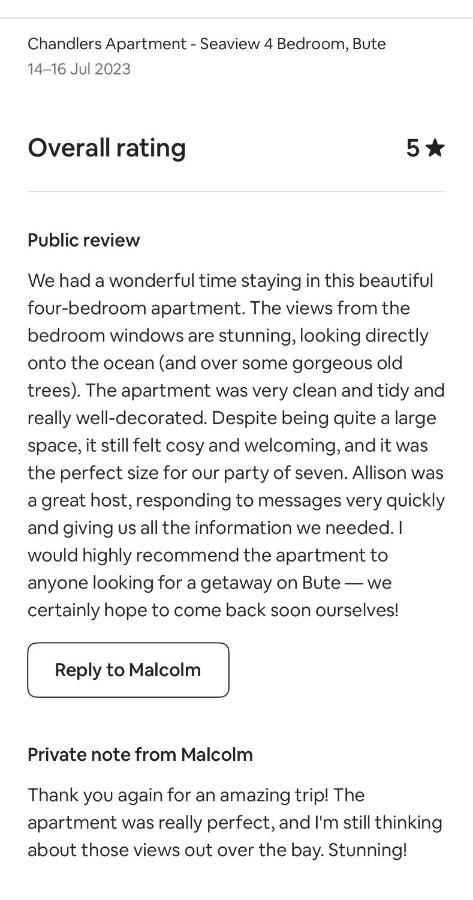 Chandlers Apartment Ascog Bagian luar foto